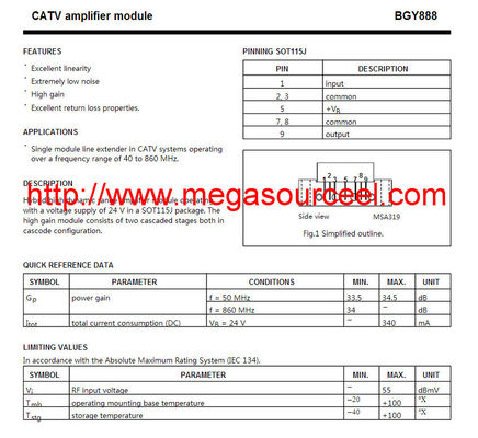 Zastosowanie BGY888 CAT-Video Wzmacniacze Wzmacniacze i moduły Integrated Circuit Chip